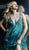 Jovani - 61883 Fringe Embellished Plunging V-neck Sheath Dress In Green