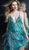 Jovani - 61883 Fringe Embellished Plunging V-neck Sheath Dress In Green