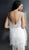 Jovani - 61883 Fringe Embellished Plunging V-neck Sheath Dress In White