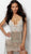 Jovani - 61895 Crystal Embellished Plunging V-neck Fringe Sheath Dress in Nude