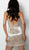Jovani - 61895 Crystal Embellished Plunging V-neck Fringe Sheath Dress in Nude
