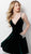 Jovani - 61896 Crystal Embellished Deep V-neck Velvet A-line Dress In Green