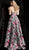 Jovani - 61908 Floral Print Deep V-neck A-line Dress In Multi-Color
