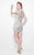 Primavera Couture - Crystal Sequined Illusion High Neck Short Sheath Dress 1309 in White