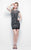 Primavera Couture - Crystal Sequined Illusion High Neck Short Sheath Dress 1309 in Black and Silver
