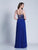 Dave & Johnny - A6193 Thin Straps Embellished A-line Gown in Blue