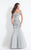 Rachel Allan  - 6193 Off Shoulder Embellished Trumpet Gown in Silver and Gray