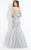 Rachel Allan  - 6193 Off Shoulder Embellished Trumpet Gown in Silver and Gray