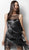 Jovani - 61949 Beaded Fringe Illusion Bateau Sheath Cocktail Dress in Black