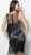 Jovani - 61949 Beaded Fringe Illusion Bateau Sheath Cocktail Dress in Black
