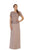 Short Sleeve Embroidered Bateau Neck A-line Evening Dress