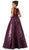 Embroidered Sleeveless Mesh Satin Evening Gown