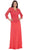 Sheer Quarter Sleeve  Long Lace Evening Gown