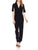 Laundry - 97R24307 Front Zip V-neck Jumpsuit In Black