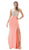 May Queen - RQ7416 Embellished V-Neck Illusion Cutout Sheath Evening Dress