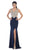 Sequined and Beaded Embellished Bodice Cutout Illusion Evening Gown