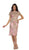 Embroidered Short Sleeve Column Formal Dress