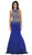 May Queen - Gilt Embroidered Illusion Trumpet Prom Gown