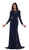 Paneled Sheer Lace Sheath Long Evening Gown