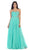 May Queen - MQ981 Embellished Ruched Sweetheart Chiffon Prom Dress In Blue