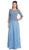 Long Sleeve Beaded Illusion Bateau Neck Evening Dress