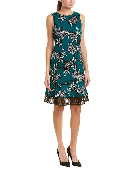 Julia Jordan - JJ37193 Floral Printed Jewel Neck A-line Dress In Green