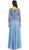 Long Sleeve Beaded Illusion Bateau Neck Evening Dress