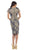 Embroidered Short Sleeve Column Formal Dress