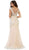 May Queen - Cap Sleeve Rhinestone Embellished Evening Gown