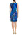 T Tahari - F105M608 Multi-Print Jewel Neck Fitted Dress In Blue and Multi-Color