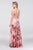 Cachet - 59340Z Plunging Sweetheart Floral Print Lace Up Gown In Pink and Floral