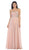 May Queen - MQ981 Embellished Ruched Sweetheart Chiffon Prom Dress In Pink