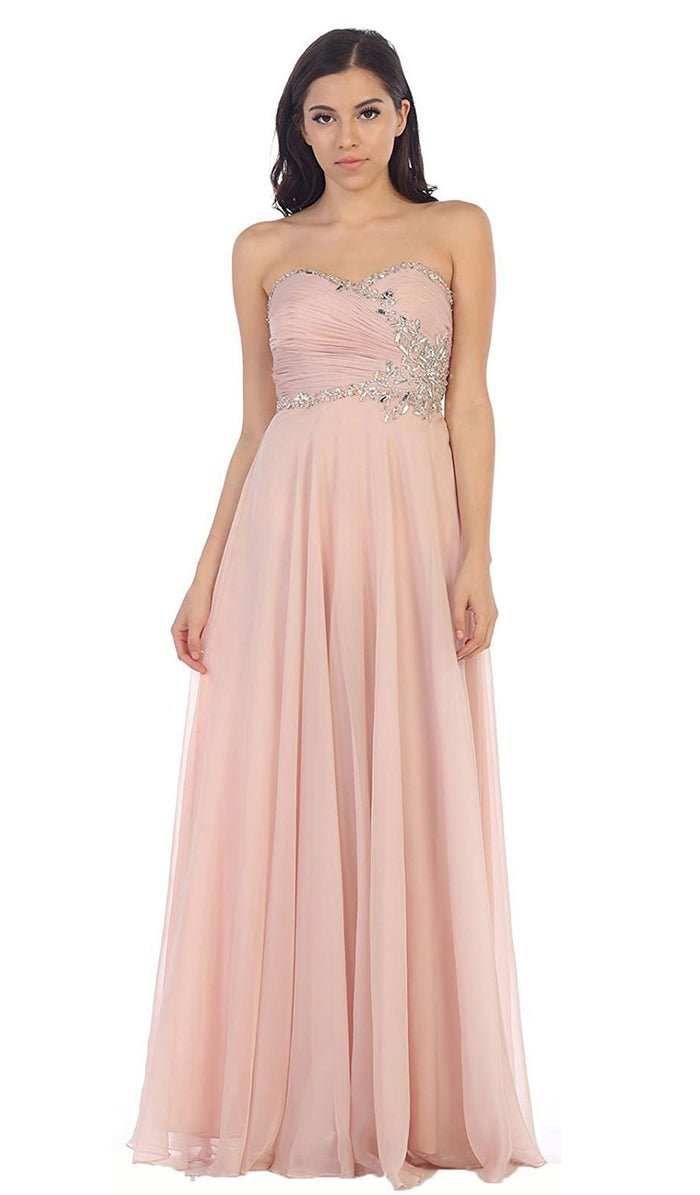 Embellished Ruched Sweetheart Chiffon Prom Dress