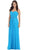 May Queen - Strapless Ruched Bodice Chiffon Long Prom Dress in Blue