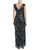 Aidan Mattox - MD1E203098 Bateau Neckline V-Back Column Dress In Blue and Black