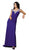 Embroidered V-Neck Column Evening Gown