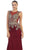 May Queen - RQ-7434 Gilded Illusion Jewel Sheath Evening Dress In Red