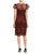 Taylor - 9898M Knee Length Foliage Embroidered Illusion Dress In Red