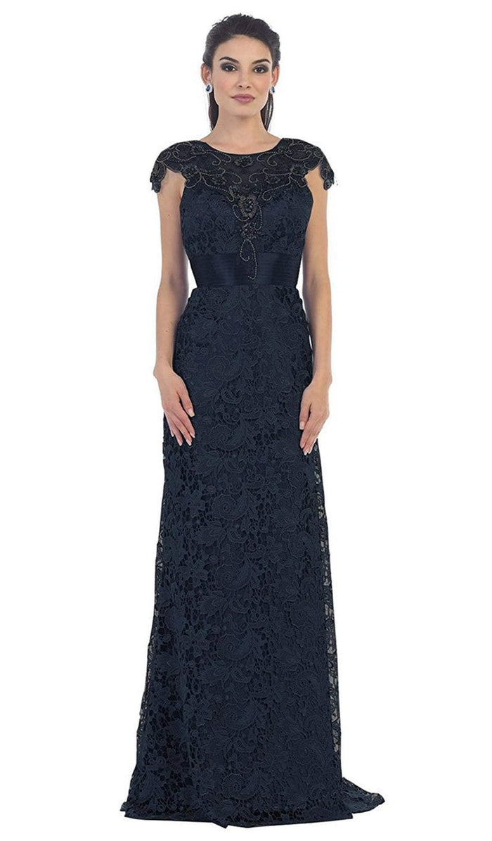 Rhinestone Lace Floral Evening Gown