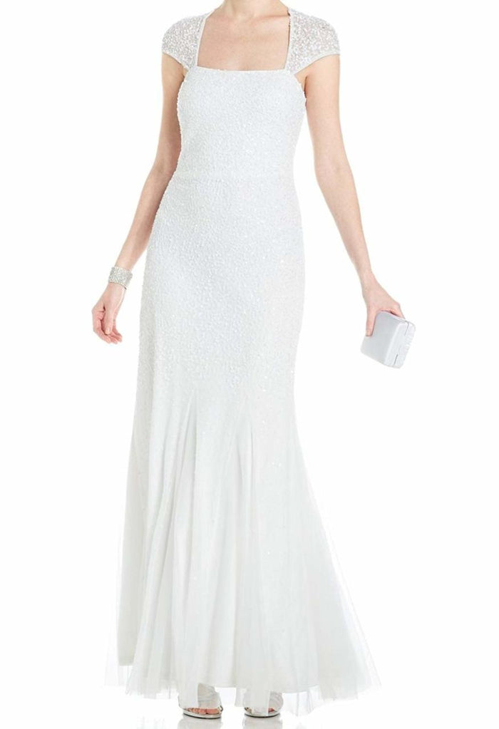 Adrianna Papell - 91888730 Beaded And Sequined Square Trumpet Dress in White