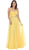 May Queen - MQ981 Embellished Ruched Sweetheart Chiffon Prom Dress In Yellow
