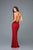 Scala - 48949 Sequined Plunging Halter V-neck Sheath Dress In Red