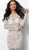 Jovani - 62009 Fully Beaded Long Sleeve Sheath Cocktail Dress in White