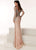 Jasz Couture - 6200 Deep V-neck Beaded Sheath Gown In Neutral