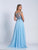 Dave & Johnny - A6201 Off-Shoulder Embellished Chiffon Gown in Blue