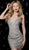 Jovani - 62023 Plunging V-Neck Sheer Floral Lace Dress in Gray and Nude