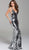 Jovani - 62024 Metallic Paillette Adorned Long Gown in Silver