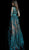 Jovani - 62027 Embroidered Long Sleeve A-line Dress In Green and Black