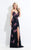 Rachel Allan  - 6203 Strapless Floral Ornate Sheath Gown in Black