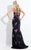 Rachel Allan  - 6203 Strapless Floral Ornate Sheath Gown in Black
